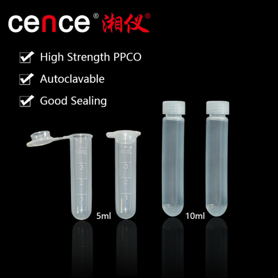 Tubi per centrifugazioni ad alta velocità di 5 ml e 10 ml realizzati in PPCO per la classificazione delle centrifugazioni