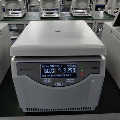 Centrifuga refrigerata ad alta velocità da banco modello H1650R con velocità massima di 16500 giri/min e RCF massimo di 21532xg